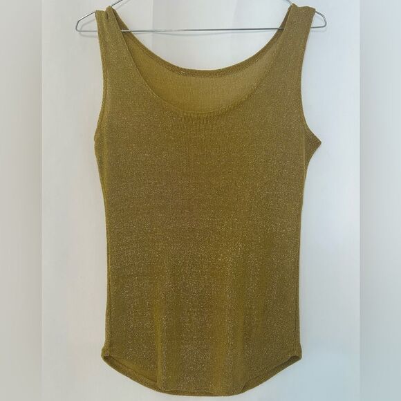 VINTAGE Glitter Gold LUREX Tank TOP SIZE M - Picture 2 of 4